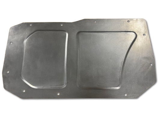 Bolt-on 77–90 GM B-Body Caprice/Impala A/C Heat Delete Firewall Panel. 18-gauge USA steel, no cutting or drilling. Show-quality engine bay upgrade